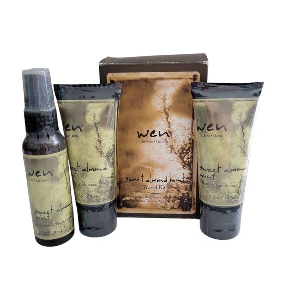 Wen Sweet Almond Mint Travel Kit Cleansing Conditioners Replenishing Mist SEALED